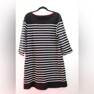 Talbots Navy Striped Midi Nautical Cotton Dress - 3/4 Sleeves Women's Size XL